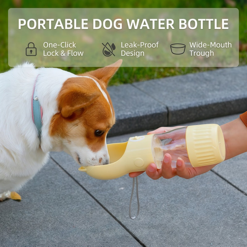 2-in-1 Portable Dog Water Bottle & Food Dispenser - Leak-Proof Travel Drinker with Lanyard for Outdoor Walking & Hiking