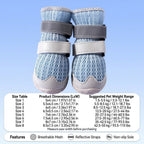 Breathable Mesh Tall Dog Boots with Reflective Straps and Anti-Slip Rubber Sole, Protective Dog Shoes for Hot Pavement and Rain, 4-Pack
