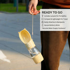 2-in-1 Portable Dog Water Bottle & Food Dispenser - Leak-Proof Travel Drinker with Lanyard for Outdoor Walking & Hiking