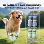 Breathable Mesh Tall Dog Boots with Reflective Straps and Anti-Slip Rubber Sole, Protective Dog Shoes for Hot Pavement and Rain, 4-Pack