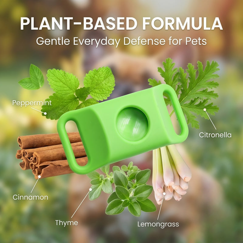 Plant-Infused Essential Oil Pet Collar Tag - Flexible Silicone Attachment for Dogs & Cats, Water-Resistant