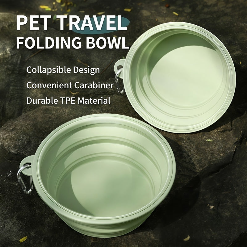 Collapsible Silicone Pet Dog Bowl with Carabiner Clip - Portable Travel Water & Food Feeder for Small & Medium Dogs