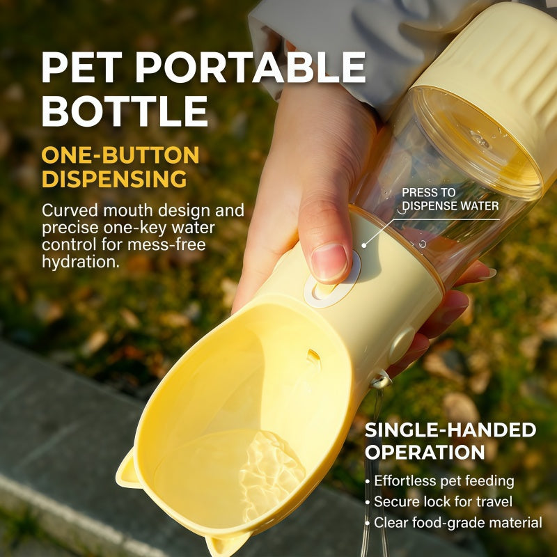 2-in-1 Portable Dog Water Bottle & Food Dispenser - Leak-Proof Travel Drinker with Lanyard for Outdoor Walking & Hiking