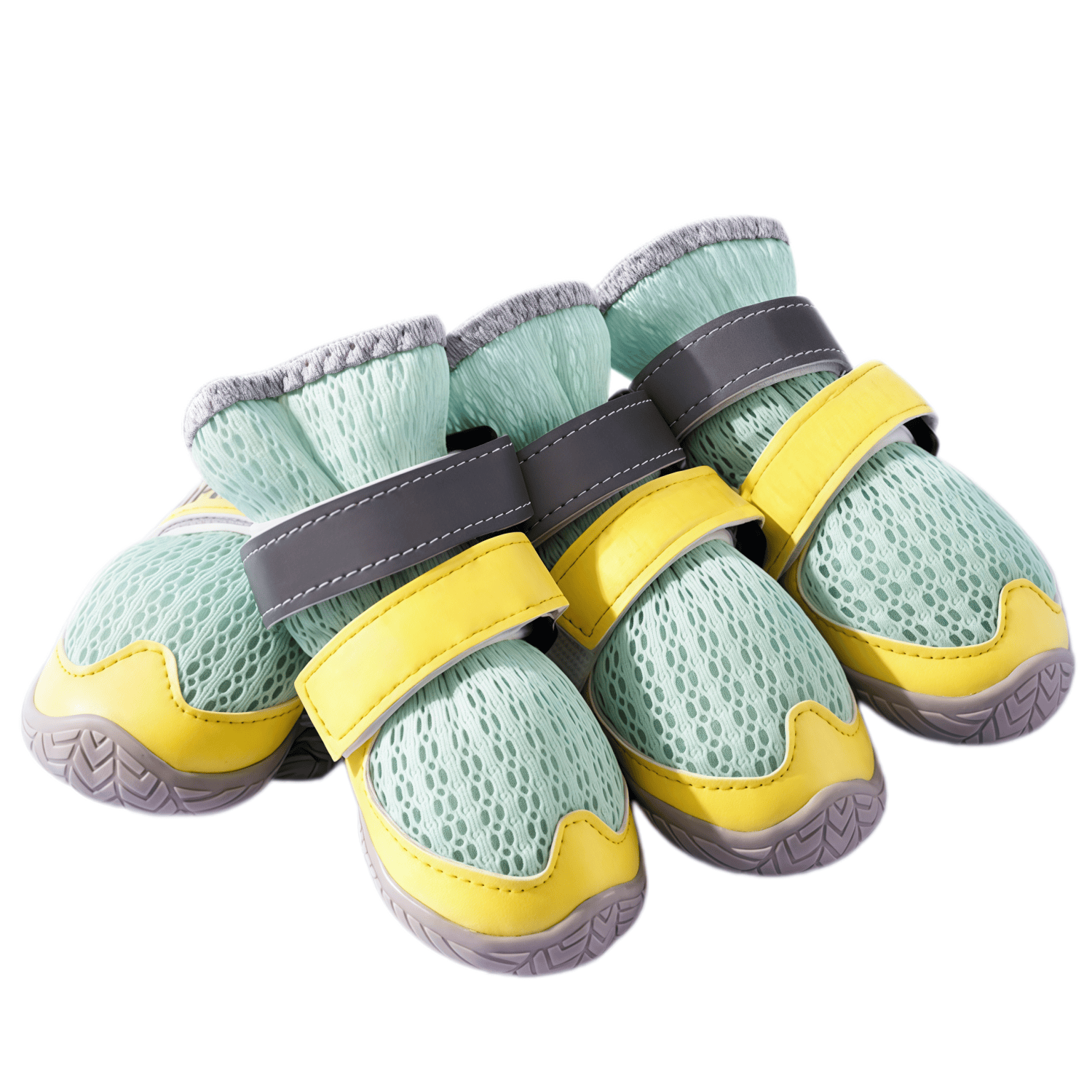 Breathable Mesh Tall Dog Boots with Reflective Straps and Anti-Slip Rubber Sole, Protective Dog Shoes for Hot Pavement and Rain, 4-Pack