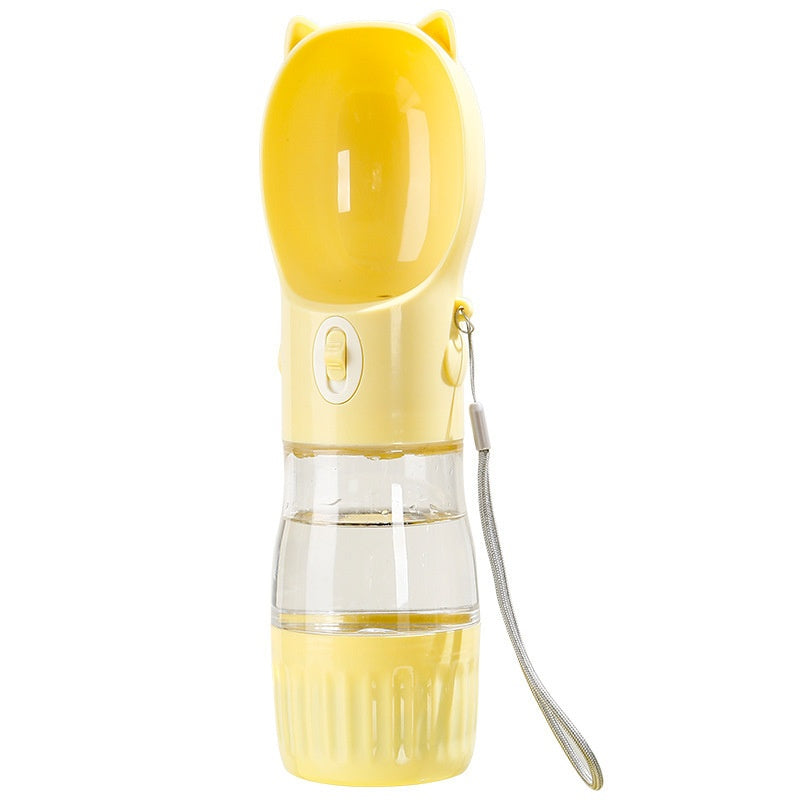 2-in-1 Portable Dog Water Bottle & Food Dispenser - Leak-Proof Travel Drinker with Lanyard for Outdoor Walking & Hiking