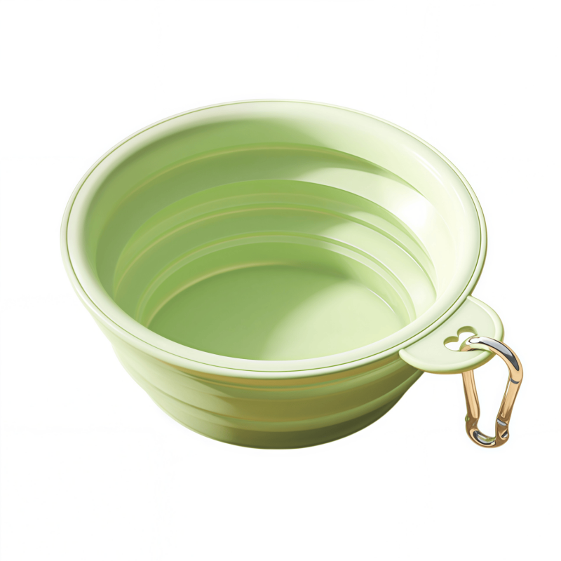 Collapsible Silicone Pet Dog Bowl with Carabiner Clip - Portable Travel Water & Food Feeder for Small & Medium Dogs